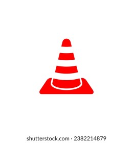 Icono de cono de tráfico aislado en fondo blanco.