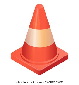 Traffic cone icon. Isometric of traffic cone vector icon for web design isolated on white background