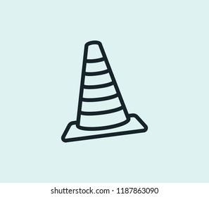 Traffic cone icon line isolated on clean background. Traffic cone icon concept drawing icon line in modern style. Vector illustration for your web mobile logo app UI design.