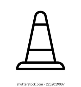 Traffic cone icon line isolated on white background. Black flat thin icon on modern outline style. Linear symbol and editable stroke. Simple and pixel perfect stroke vector illustration
