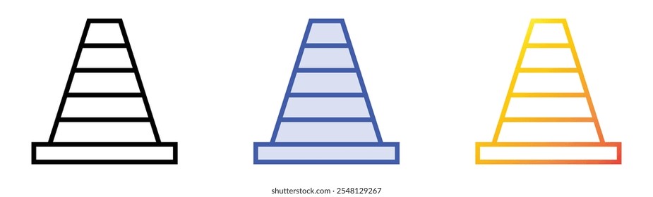 traffic cone icon. Linear, Blue Fill and Gradient Style Design Isolated On White Background