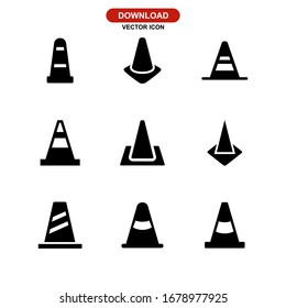 traffic cone icon or logo isolated sign symbol vector illustration - Collection of high quality black style vector icons
