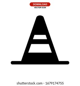 traffic cone icon or logo isolated sign symbol vector illustration - high quality black style vector icons
