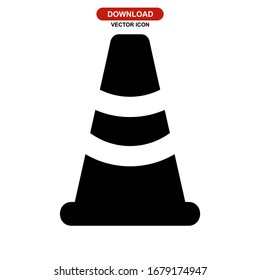 icono de cono de tráfico o logotipo símbolo de signo aislado ilustración vectorial - iconos vectoriales de estilo negro de alta calidad
