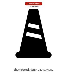 icono de cono de tráfico o logotipo símbolo de signo aislado ilustración vectorial - iconos vectoriales de estilo negro de alta calidad
