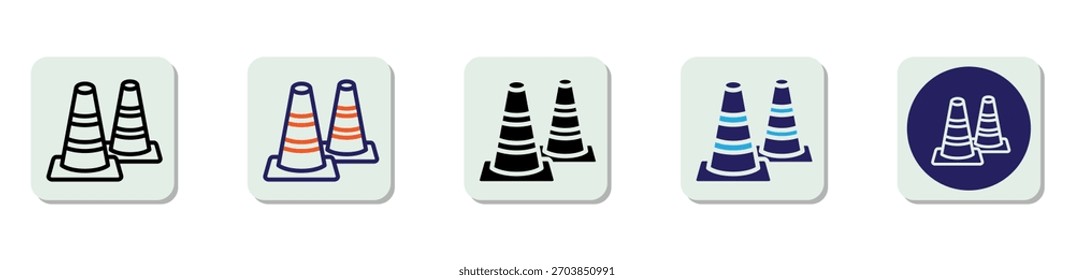 Icono de cono de tráfico Multi Style Ilustración vectorial