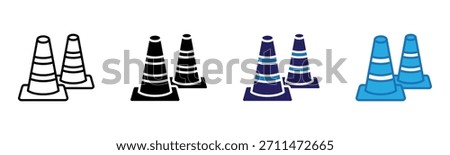 Traffic Cone Icon Multi Style Vector Illustration