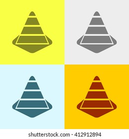Traffic Cone Icon on Four Different Backgrounds. Eps-10.