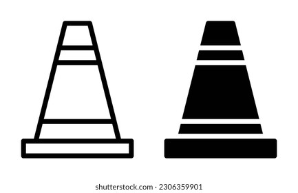 Traffic cone icon with outline and glyph style.