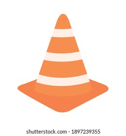 traffic cone icon over white background, flat style, vector illustration