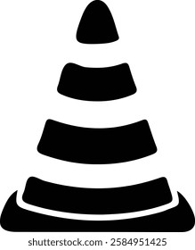 traffic cone icon over white background, silhouette style, vector illustration