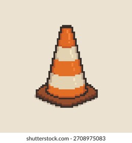 Verkehrskegel-Symbol im Pixel-Kunststil. Vektorgrafik. 8-Bit-Logo für Spiel
