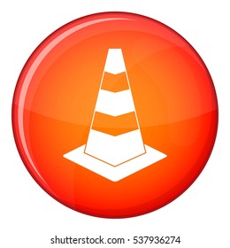 Traffic cone icon in red circle isolated on white background vector illustration