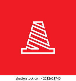 Traffic Cone Icon, Roadblock Logo Graphic Resource Template, Vector Illustration.