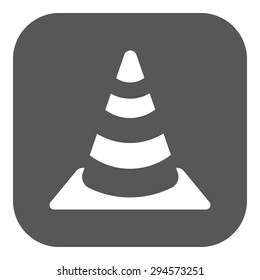 The traffic cone icon. Safety and attention, danger, warning symbol. Flat Vector illustration. Button