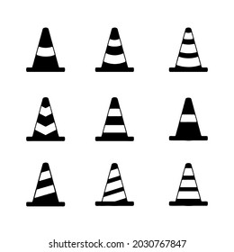 traffic cone icon set, barrier symbol