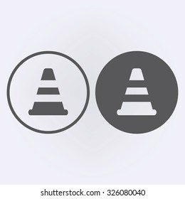 Traffic cone icon set in circle . Vector illustration