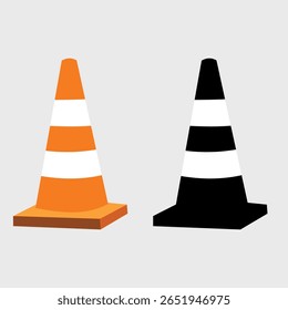 Traffic cone icon set collection in flat style. vector illustration
