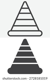 Conjunto de iconos de cono de tráfico en diferente estilo. Icono de línea, contorno y sólido con signo y Vector de trazo editable. Icono de cono de seguridad para ingeniería.
