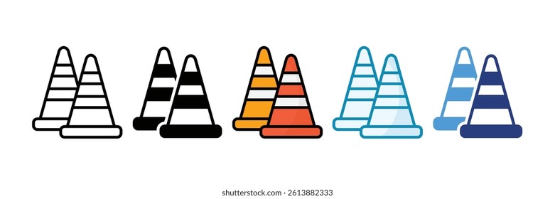 Traffic Cone Icon Set Multiple Style Collection