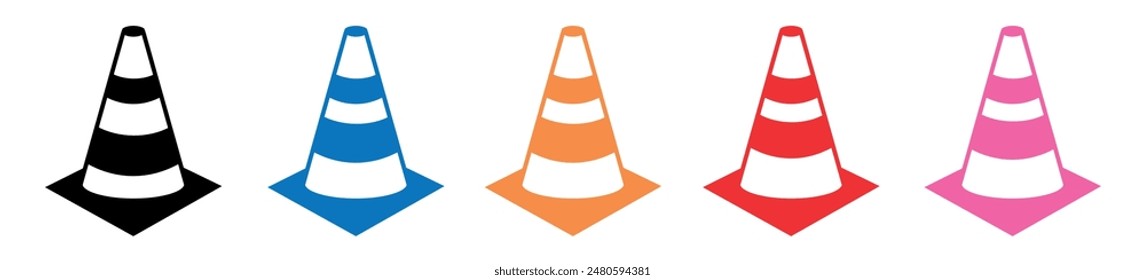 Traffic cone icon set. Road cone icons vector collection. Road divider with cones.