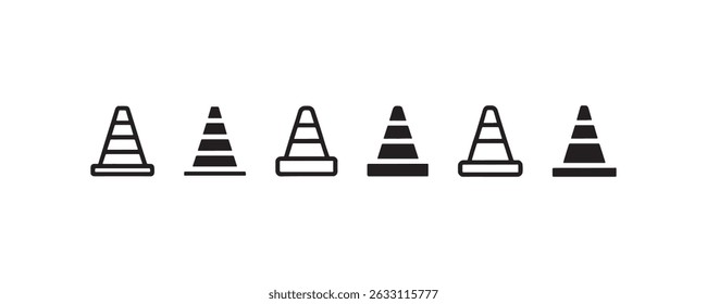Traffic cone icon set for road safety and construction Vector