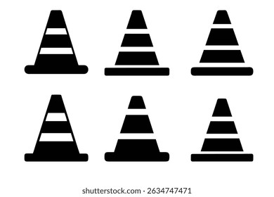 Ícones de cone de tráfego definem vetor em fundo branco, Coleção de ícones de cone de tráfego Projetos versáteis para construção, segurança rodoviária e ilustrações de aviso