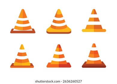 Traffic Cone Icon set vector on white background, Collection of Traffic Cone Icons Versatile Designs for Construction, Road Safety, and Warning Illustrations