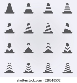 Traffic cone icon set . Vector illustration
