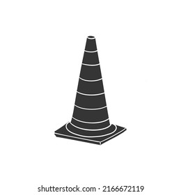 Traffic Cone Icon Silhouette Illustration. Construction Vector Graphic Pictogram Symbol Clip Art. Doodle Sketch Black Sign.
