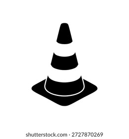 Traffic cone icon simple black and white construction safety symbol