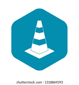 Traffic cone icon in simple style isolated on white background