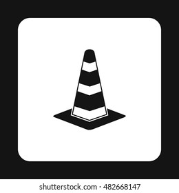 Traffic cone icon in simple style isolated on white background. Warning symbol vector illustration