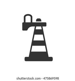 Traffic cone icon in single color. Road construction warning alert internet web page under construction