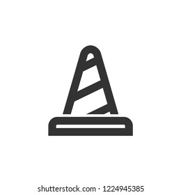 Traffic cone icon in thick outline style. Black and white monochrome vector illustration.