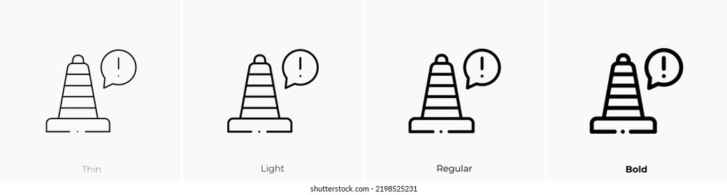 traffic cone icon. Thin, Light Regular And Bold style design isolated on white background