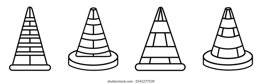 Traffic cone icon. Traffic cone thin line icon collection. Stock vector.
