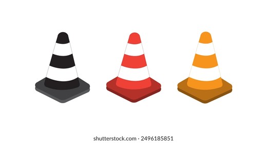 Icono de cono de tráfico con tres diseños