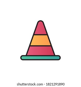 vector de icono de cono de tráfico. estilo de contorno relleno. aislado en fondo blanco