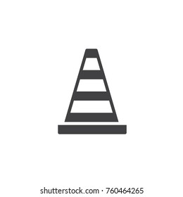 Traffic cone icon vector, filled flat sign, solid pictogram isolated on white. Symbol, logo illustration.