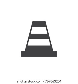 Traffic cone icon vector, filled flat sign, solid pictogram isolated on white. Symbol, logo illustration.