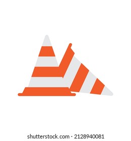 Diseño plano vectorial de icono de cono de tráfico