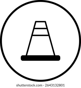 Traffic cone icon vector illustration, road safety sign on white background