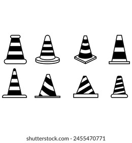 Traffic cone icon vector set. Road token. Accident symbol collection. Crash logo.