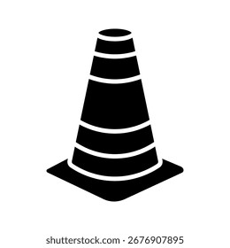  traffic cone icon white on background