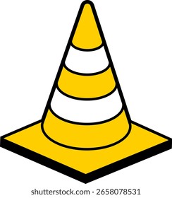Icono de cono de tráfico. Cono de construcción amarillo. Símbolo de cono de tráfico. Para seguridad vial, zonas de precaución, zonas de construcción. Ilustración vectorial.