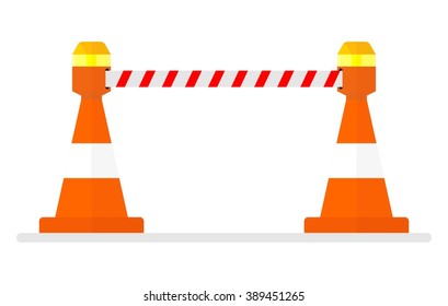 Traffic cone icons. Cartoon flat vector illustration. Objects isolated on a background. 