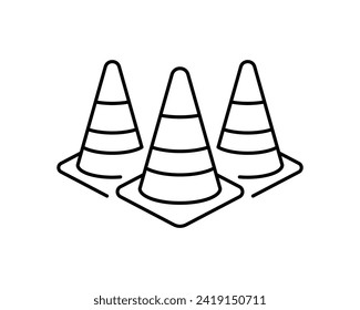 Traffic cone icons. Linear style. Vector icons