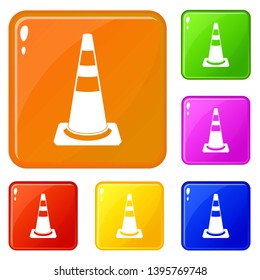 Traffic cone icons set collection vector 6 color isolated on white background