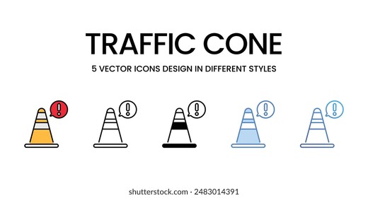 Traffic Cone Icons Vektorgrafik Set Stock Illustration.